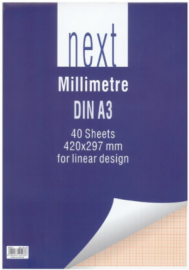 Next μπλοκ μιλιμετρέ DIN Α3 29,7x42εκ. 40φ.