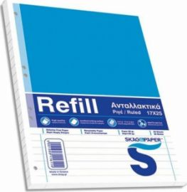 Ανταλλακτικά φύλλα REFILL Κρικ για ντοσιέ Α4 Ριγέ SKAG 50φ 116169