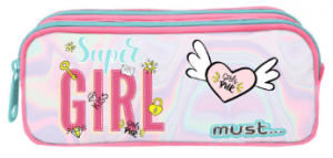 Σχολική Κασετίνα Βαρελάκι Must Energy Super Girl 2 Θήκες 000585099
