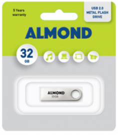 ALMOND FLASH DRIVE USB 32GB ΜΕΤΑΛΛΙΚΟ MINI