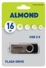 ALMOND FLASH DRIVE USB 2.0 16GB TWISTER ΜΑΥΡΟ 43.USB16M