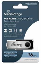 MediaRange USB 2.0 Flash Drive 16GB (Black/Silver)