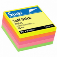 Αυτοκόλλητος Κύβος Sticki 75x75mm Neon 400φ 7654-11