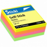Αυτοκόλλητος Κύβος Sticki 75x75mm Neon 320φ 7654-13