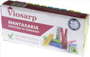 Viosarp Μανταλάκια Πλαστικά με Ρίγες 24τμχ