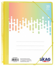 Skag Σπιράλ Σουπλ Παρουσίασης Α4 με 30 θήκες με λάστιχο σε διάφορα χρώματα 296670