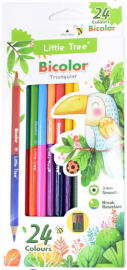 Ξύλο Χρωματα Little Tree Bicolor Triangular Color Pencils 12 pcs 24 Colors